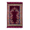 Islamic Prayer Rug Padded Red Velvet Sajadah with Floral Design for Muslims