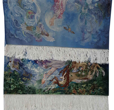 Hand-Knotted Persian Wall Hanging Rug from Tabriz Depicting Morning Bloom Miniature