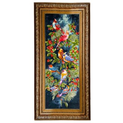 Hand-Knotted Persian Pictorial Rug from Tabriz Depicting Birds & Flowers
