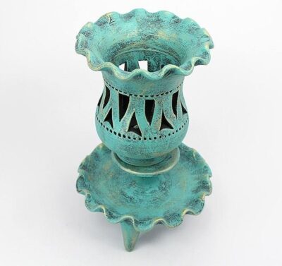 Persian Pottery Candlestick Handmade with Artisan Elegance Dastnegar
