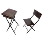 Set of Stackable Prayer Chair & Table for Salah & Muslims Brown