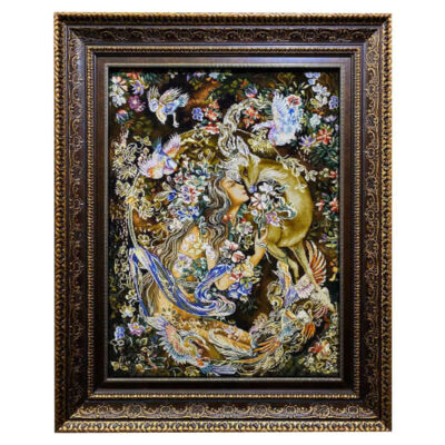 Hand-Knotted Persian Wall Hanging Rug from Tabriz Depicting Miniature