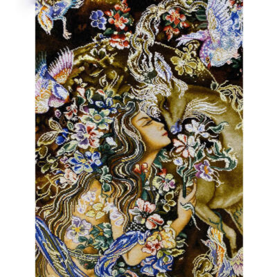 Hand-Knotted Persian Wall Hanging Rug from Tabriz Depicting Miniature