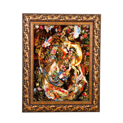 Hand-Knotted Persian Wall Hanging Rug from Tabriz Depicting Kindness Miniature