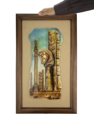 Framed Stone Art with the Pattern Takht-E Jamshid