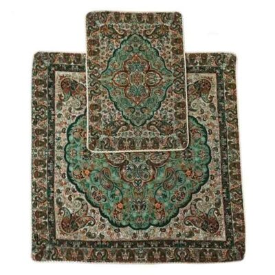 Travel Prayer Mat for Muslim Pocket Sized & Portable Green Paisley