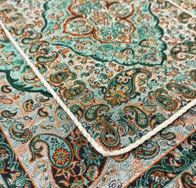 Travel Prayer Mat for Muslim Pocket Sized & Portable Green Paisley