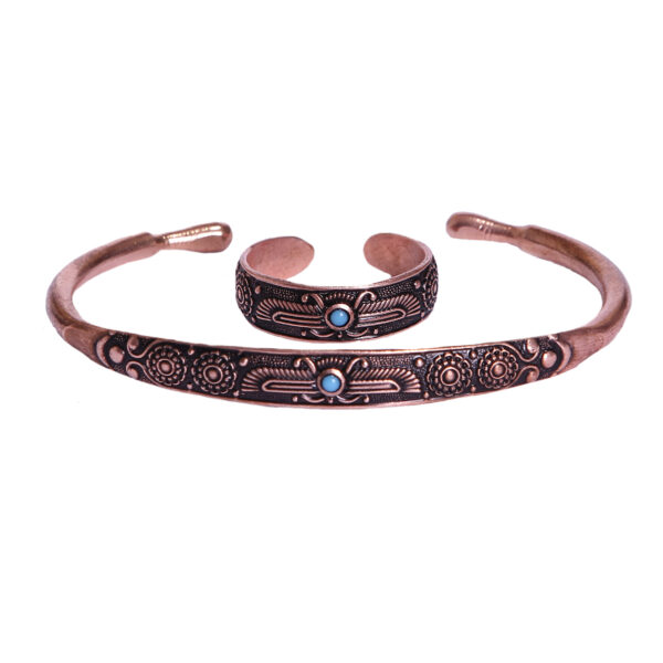 Set of Persian Copper Ring & Bracelet Model Fravashi