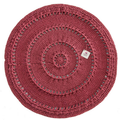 Handwoven Boho Macrame Floor Rug – Red Color