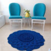 Handwoven Boho Macrame Floor Rug – Blue Maral Pattern