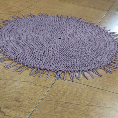 Handwoven Boho Macrame Floor Rug – Purple Color