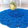 Handwoven Boho Macrame Floor Rug – Blue Maral Pattern