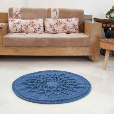 Handwoven Boho Macrame Floor Rug – Blue Sun Design