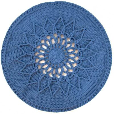 Handwoven Boho Macrame Floor Rug – Blue Sun Design