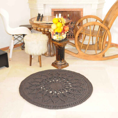 Handwoven Boho Macrame Floor Rug – Sun Pattern