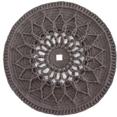 Handwoven Boho Macrame Floor Rug – Sun Design