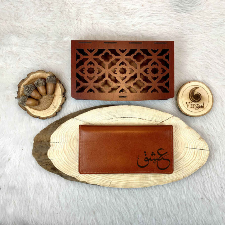 Persian Leather Long Wallet with Eshgh Design ShopiPersia