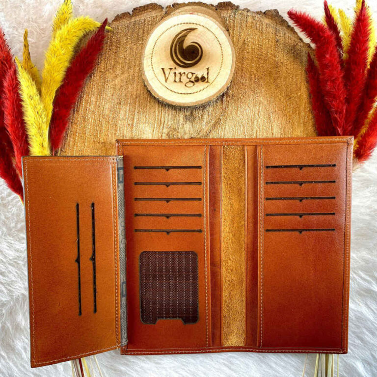 Persian Leather Long Wallet with Eshgh Design ShopiPersia