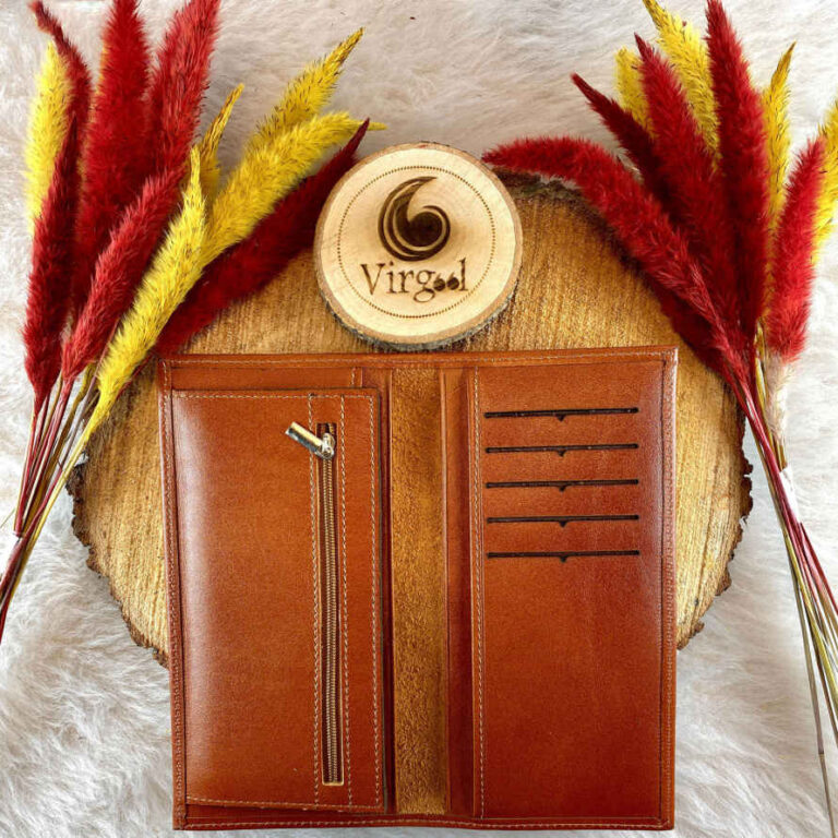 Persian Leather Long Wallet with Eshgh Design ShopiPersia