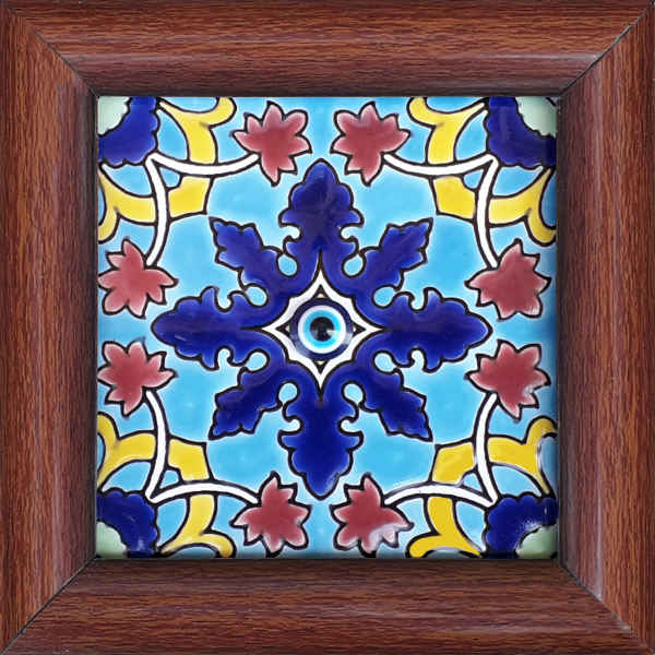 Decorative Persian Framed Ceramic Tile - Cheshm Zakhm