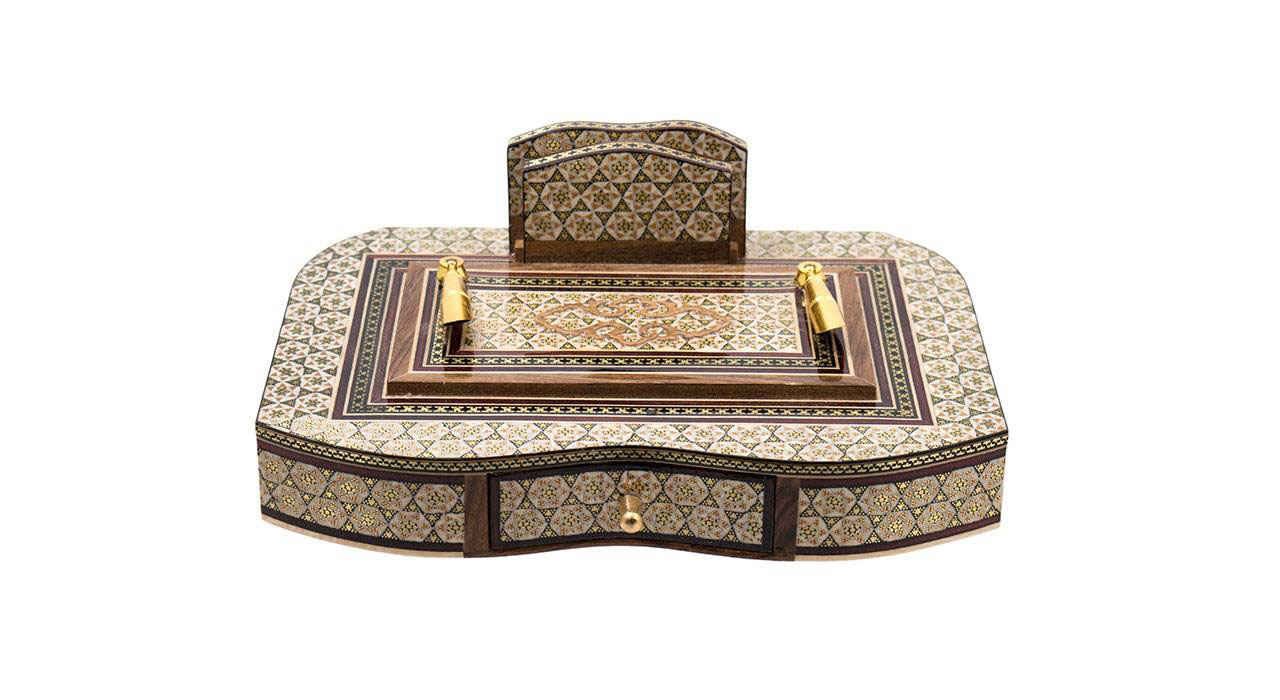 Handcrafted Persian Wooden Pen Holder for Desk - Elegance Khatamkari Art, Rasta