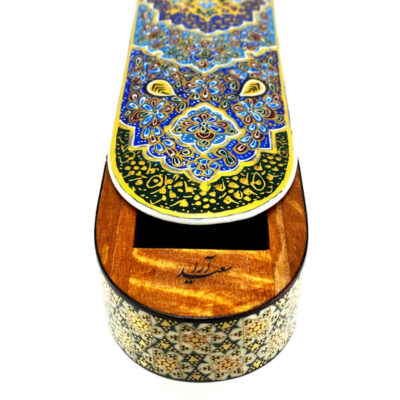 Wooden Pencil Box Handcrafted with Persian Khatamkari Art Dina