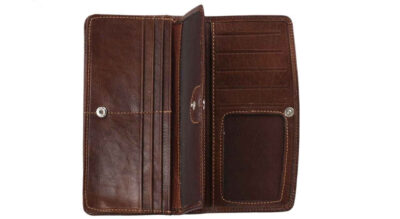 Persian Leather Long Wallet with Hakhamanesh Design