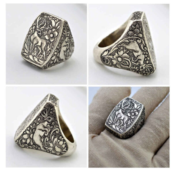 Handmade Engraved Men's Silver Ring