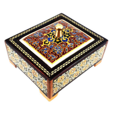 Handcrafted Wooden Jewelry Box with Persian Khatam Design – Minister