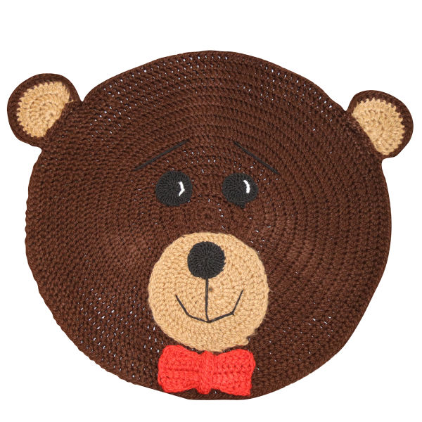 Handwoven Boho Macrame Floor Rug – Bear Design