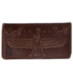 Persian Leather Long Wallet with Faravahar Design