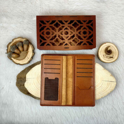 Persian Leather Long Wallet with God Design