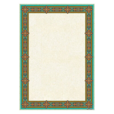 Green Blue Colored Tazhib A4 Paper (100x)