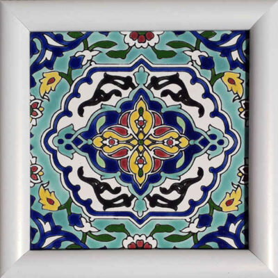 Decorative Persian Framed Ceramic Tile – Turquoise