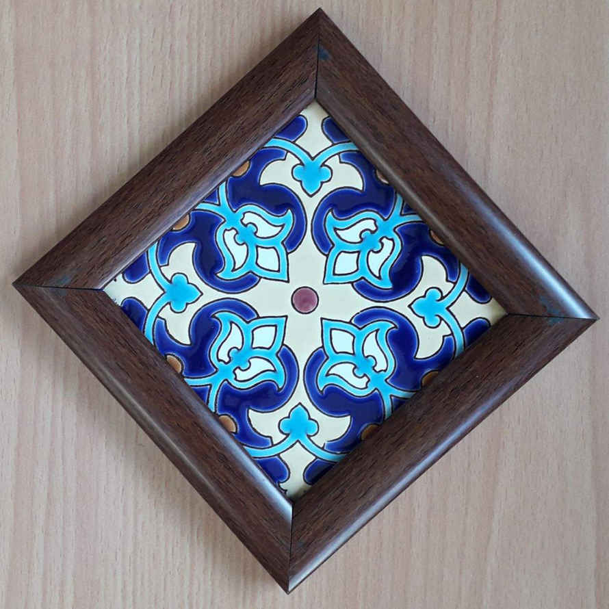 Decorative Persian Framed Ceramic Tile – Flower