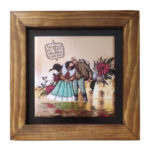Decorative Persian Framed Ceramic Tile – Love & Flowers