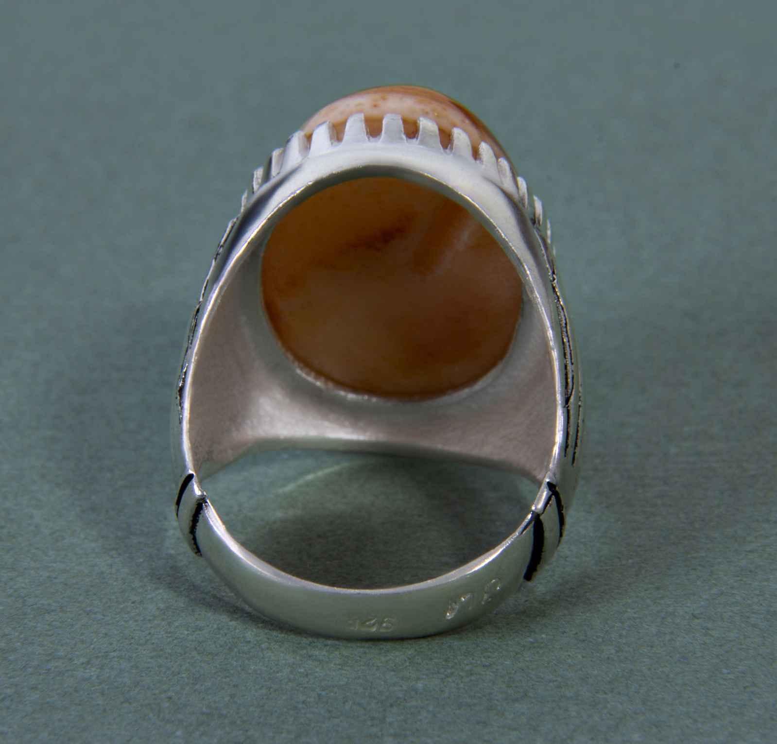 Persian Sulemani Hakik Silver Ring for Men Light Red