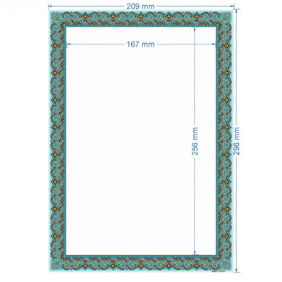 Turquoise Colored Persian Tazhib A4 Paper (100x)