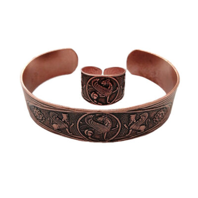 Set of Persian Copper Ring & Bracelet Model Winged Lion