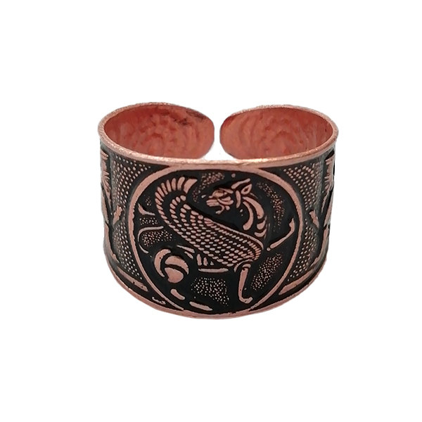 Set of Persian Copper Ring & Bracelet Model Winged Lion