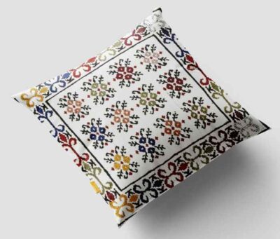 Persian Kilim Cushion Cover – Handwoven White Design