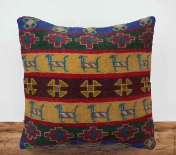 Persian Kilim Cushion Cover - Handwoven Goat Design