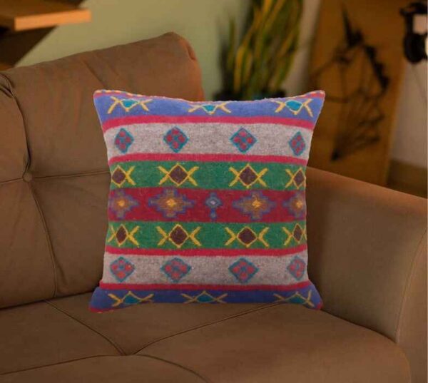Persian Kilim Cushion Cover - Handwoven Green & Pink