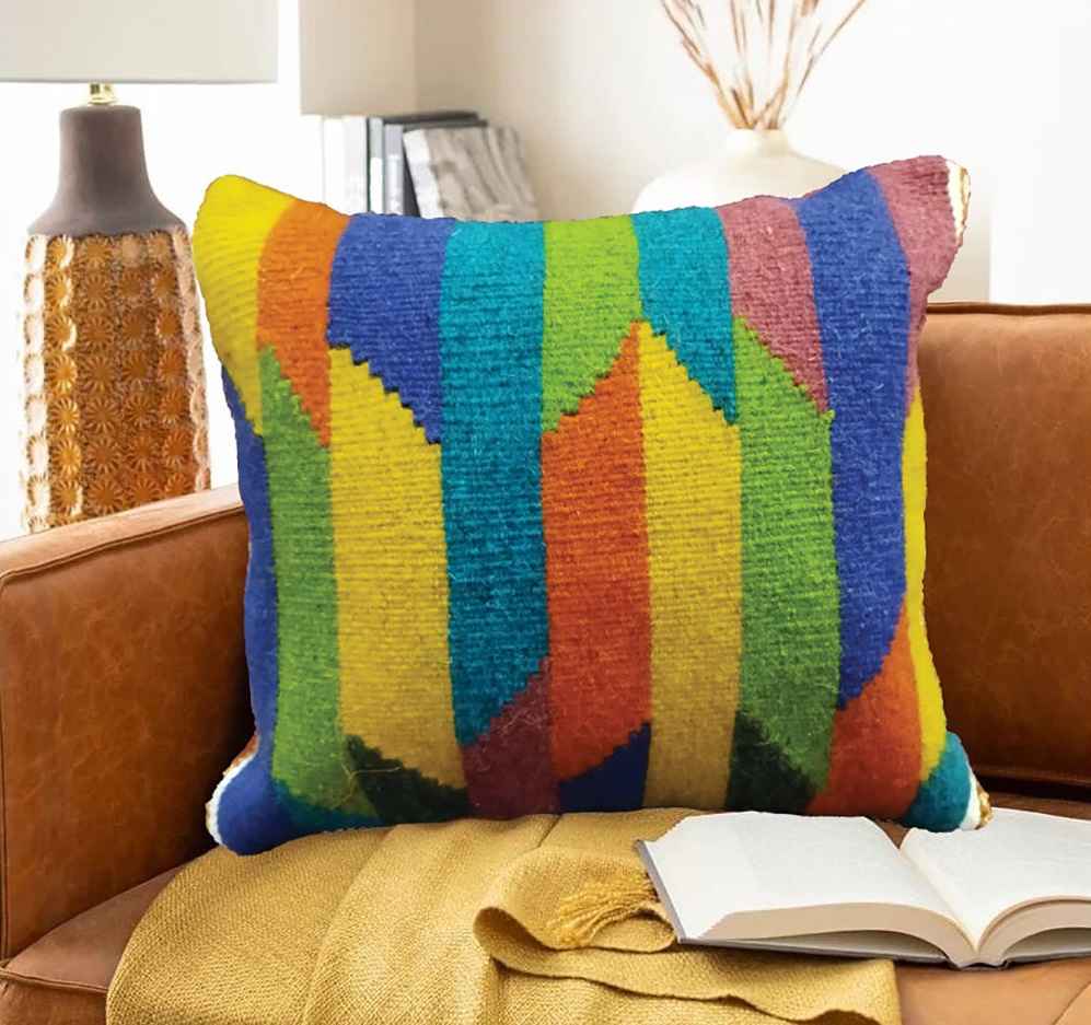 Persian Kilim Cushion Cover – Handwoven Colorful Design