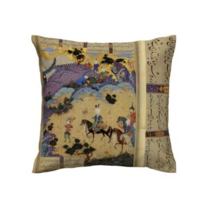 Velvet Printed Cushion Cover – Shahnameh Miniature Illustration (Set of 2)