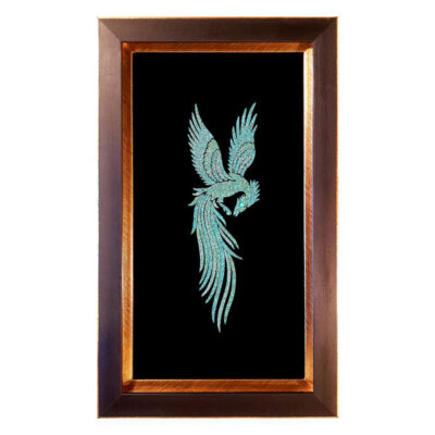 Framed Turquoise Stones Inlay Art Simurgh
