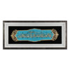 Framed Islamic Calligraphy Marquetry Wood Inlay Art Blue Van Yakad