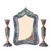 Persian Copper Mirror Frame & Candlesticks Set – Minakari