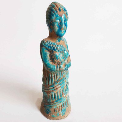 Historical Persian Elamite Women Blue Pottery Figurine