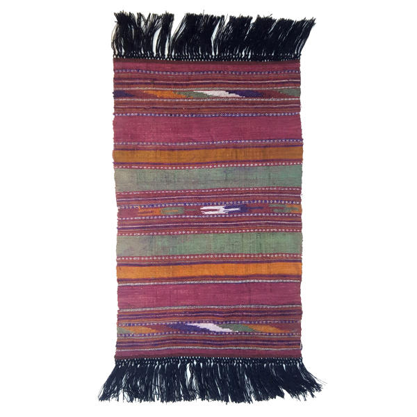 Authentic Persian Jajim Flat-Woven Striped Rug Kaarmania
